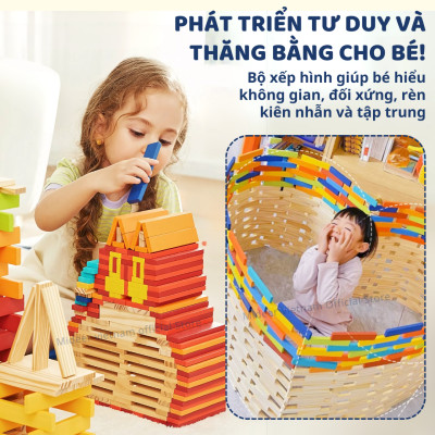 Thanh gỗ Domino xếp hình sáng tạo Mideer Archimedes City Blocks cho bé 4 5 6 7 8  tuổi