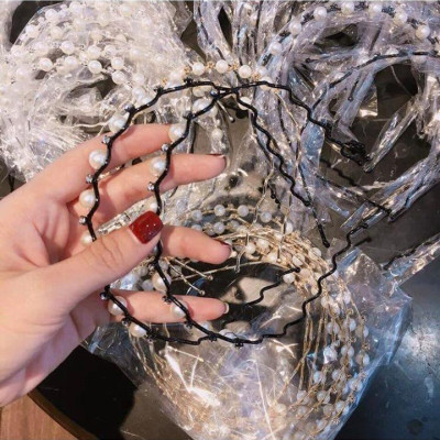 Cài tóc đen ngọc trai gợn sóng - phụ kiện tóc nữ style Hàn Quốc
