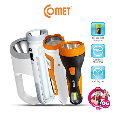 Đèn Pin Sạc Tích Điện LED Comet Đa Năng Đèn Pin Cầm Tay Siêu Sáng