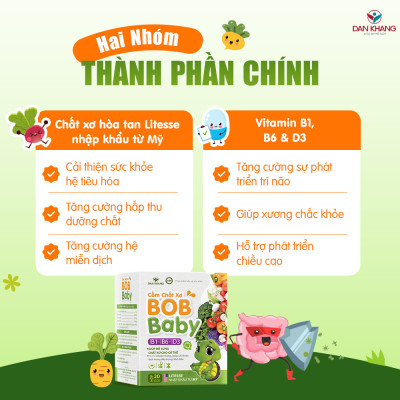 Cốm bổ sung chất xơ cho bé BobBaby Dân Khang hỗ trợ tiêu hóa giảm táo bón hộp 20 gói