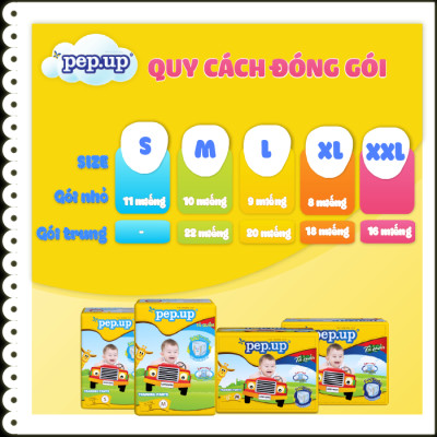 Combo 2 Gói Tã/Bỉm Quần Em Bé Pep.up Extra Dry Siêu Mềm Mại, Siêu Khô Thoáng, Kháng Khuẩn Size M (22 Miếng/Gói)