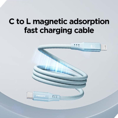 Cáp Sạc Nhanh Pisen Quick Magipi Magloop Lightning USB-C 27W 1m - Màu Đen