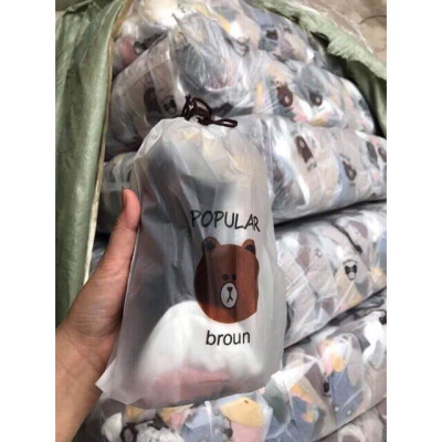 Set 10 đôi tất vớ cao cấp êm mịn kèm túi đựng tiện lợi hình hoa cúc / gấu dễ thương