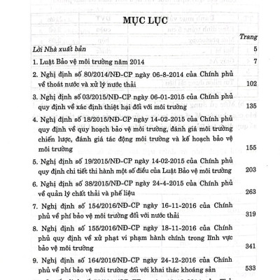 Luật Bảo vệ môi trường hiện hành (năm 2014) và các văn bản hướng dẫn thi hành