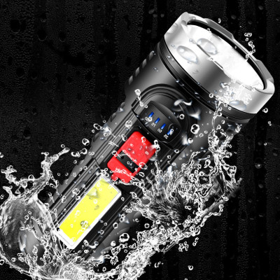 Đèn Pin Sạc USB 4 Chế Độ Sáng Có Đèn Báo Dung Lượng Pin - Hàng Chính Hãng