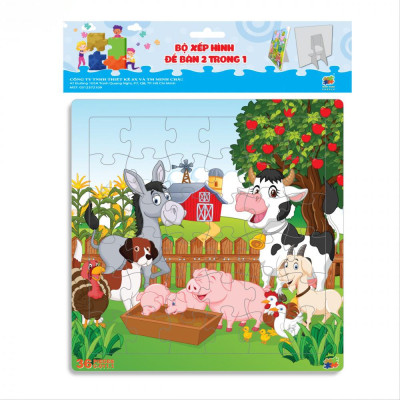 Bộ 2 Tranh Xếp Hình 36 Mảnh Để Bàn 23 x 23 cm - Minh Châu C2-011