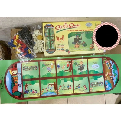 Cờ Ô Quan Hộp Giấy Lớn 5 Trong 1 - Cờ Ô Quan - Cờ Gánh - Cờ Caro - Cờ Vây - Cờ Nhảy Trò Chơi Trí Tuệ