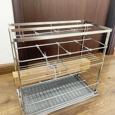 Giá gia vị inox 304 cho tủ bếp bảo hành vĩnh viễn han gỉ 3 tầng để đồ