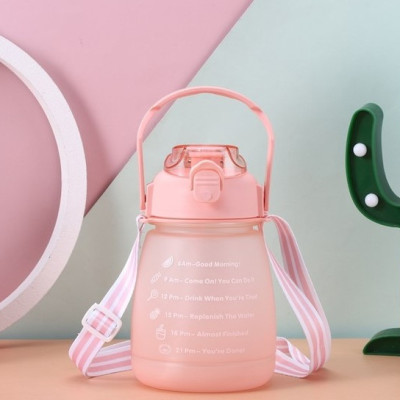 Bình đựng nước 1.2 lít có vạch chia báo giờ uống nước Tặng kèm stiker ngộ nghĩnh dễ thương