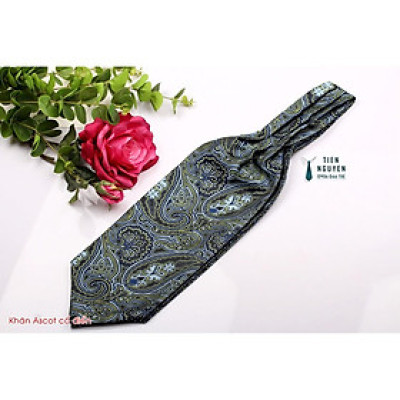 Khăn Ascot cổ điển - Khăn quàng trong áo sơ mi - Xanh họa tiết