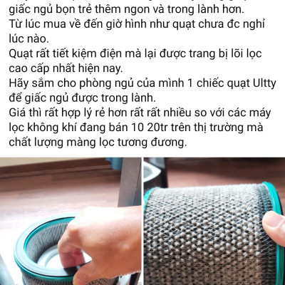 Combo Máy Lọc Không Khí U ULTTY SKJ CR021 Dạng Quạt Màu Đen + Màng lọc HEPA H13 Nano Phân Tử Bạc - Hàng Chính Hãng