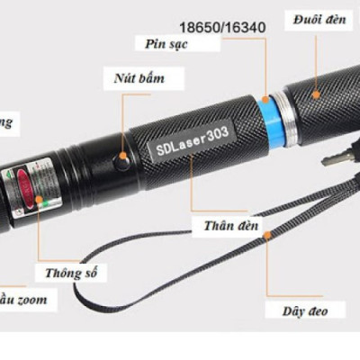 Đèn Pin Laser - 303 PaKaSa LS được tặng kèm pin và sạc - Hàng Chính Hãng 