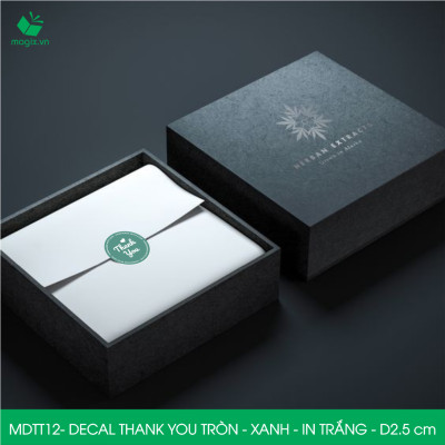 MDTT12 - D2.5cm - 1000 Sticker Thank you, decal Thank you tròn dán hộp carton, tem cám ơn, nhãn dán cảm ơn trang trí gói hàng
