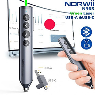 Bút trình chiếu Bluetooth dùng cho màn hình tương tác, LED Norwii N10S Pro laser màu xanh. HÀNG CHÍNH HÃNG CÓ BẢO HÀNH !!!