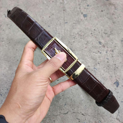 Dây nịt nam gai lưng cá sấu LIỀN NGUYÊN CON N24N2 (Mặt vàng)