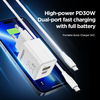 Sạc Nhanh Pisen Quick - Vivid 30W 1C1A GaN - Pisen CC1000