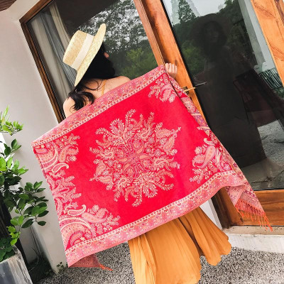 KHĂN CHOÀNG CỔ PASHMINA THỔ CẦM HOA HỒNG 04