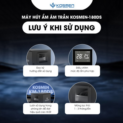 Máy Hút Ẩm Âm Trần Kosmen KM-180DS Công Suất 180 lít/ngày - Hàng Chính Hãng BH 24 tháng