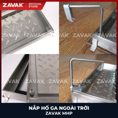 Nắp hố ga ngoài trời inox ZAVAK MHP-AA50 / KT 50x50cm, lát gạch tối đa 2cm/ tải 960kg