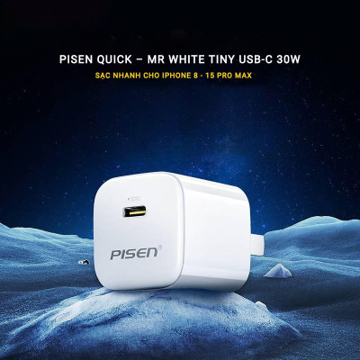 Sạc Nhanh Pisen Quick - Mr White Tiny USB-C 30W