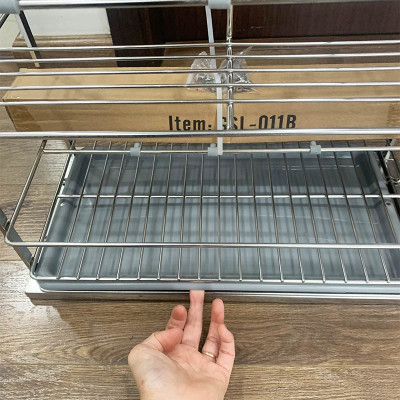 Giá gia vị inox 304 cho tủ bếp bảo hành vĩnh viễn han gỉ 3 tầng để đồ