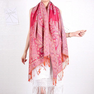 KHĂN CHOÀNG CỔ PASHMINA THỔ CẦM HOA HỒNG 08