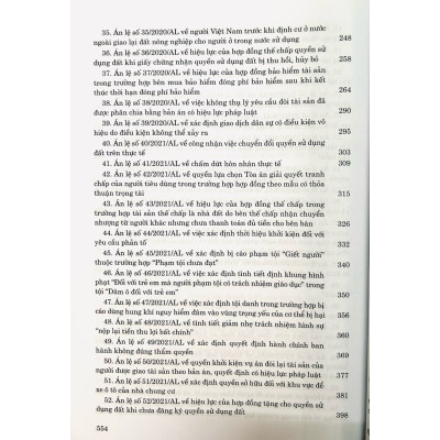 Hệ thống Án lệ Việt Nam (Hiện hành) - Từ Án lệ số 01 đến Án lệ số 72