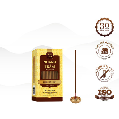 Nhang Trầm Hương 20cm Cao Cấp – Hộp Vàng 330g | Bảo Trầm – Thơm Sạch, Tăm Mộc An Toàn