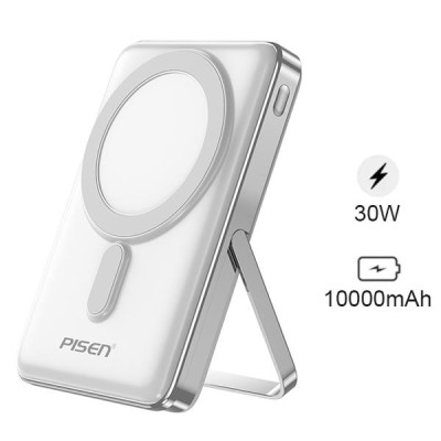 Sạc Dự Phòng Pisen Quick - POWERMag 30W Digital 2-in-1 10000mAh - Màu Trắng