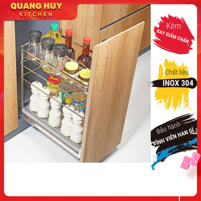 Giá gia vị inox 304 cho tủ bếp bảo hành vĩnh viễn han gỉ 3 tầng để đồ