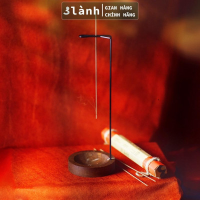 Giá Đỡ Nhang Trầm Hương Bằng Thanh Kim Loại Đế Gỗ Thông Lõm 3 Lành Trang Trí Nhà Cửa Tâm Linh Thờ Cúng Thư Giãn