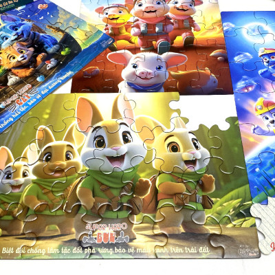 Xếp hình A4 (4 trong 1) Super_Hero_Pet ( Siêu Anh Hùng Thú Cưng)