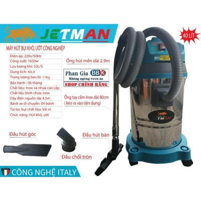 [chính hãƞg] Máy Hút Bụi Công Nghiệp Jetman12L+15L+18L+20L+ 25L+30L+40L Hàng chính hãƞg, Bảo hành 1 năm,Động cơ lõi đồng