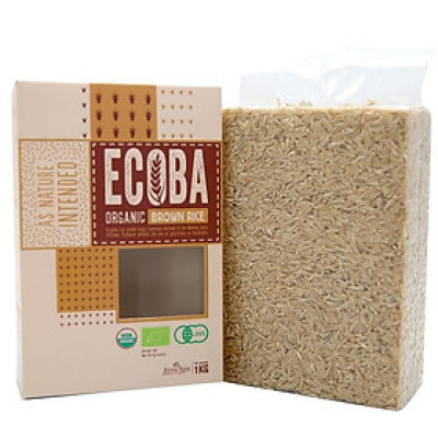 Gạo lứt trắng hữu cơ/ ECOBA Kim Mễ 1kg - Combo 3 hộp (tổng 3kg)