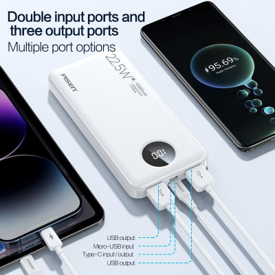 Sạc Dự Phòng Pisen Pro - Power Cube 22.5W 10500mAh - Màu Trắng