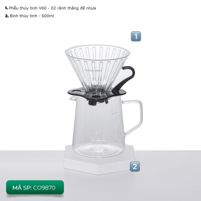 Bộ combo pha cà phê V60 02 màu đen đẳng cấp CAFE DE KONA