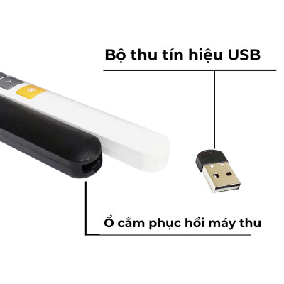 Bút Laser, Bút Trình Chiếu Điều Khiển Từ Xa Essesa Có Đầu USB Kết Nối Với Máy Tính - Hàng chính hãng