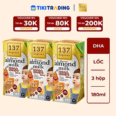 Lốc 3 hộp Sữa hạt Hạnh nhân DHA 137 DEGREES 180ml