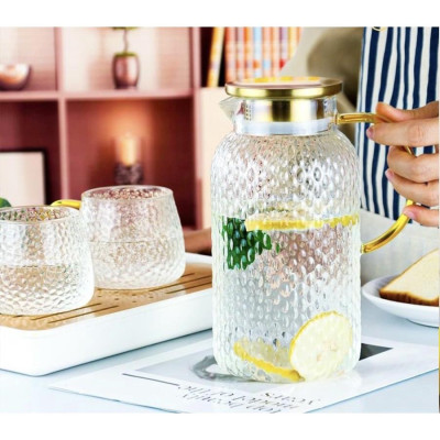 BỘ BÌNH ĐỰNG NƯỚC UỐNG KÈM 6 CỐC THỦY TINH CHỊU NHIỆT LÊN TỚI 400 ĐỘ C NẮP INOX