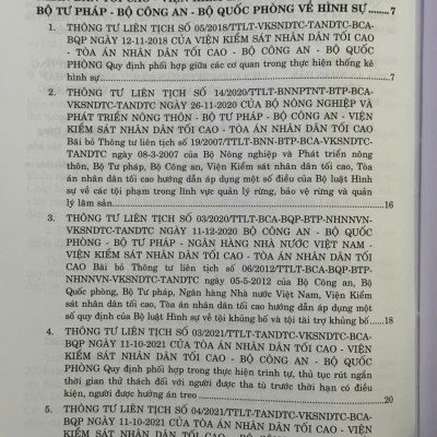 Các Thông Tư Liên Tịch Của Tòa Án Nhân Dân Tối Cao, VKSNDTC về Hình Sự, Tố Tụng Hình Sự, Dân Sự, Tố Tụng Dân Sự