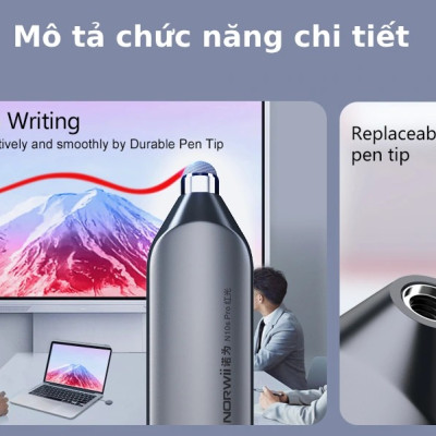 Bút trình chiếu Bluetooth dùng cho màn hình tương tác, LED Norwii N10S Pro laser màu xanh. HÀNG CHÍNH HÃNG CÓ BẢO HÀNH !!!