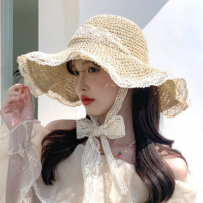 Mũ Rơm Ins Phiên Bản Hàn Quốc Thoáng Mát Nón Rộng Vành Nữ Du Lịch Mùa Hè Mũ Cói Đi Biển Chống Nắng Phối Ren Gấp Gọn dona23040605