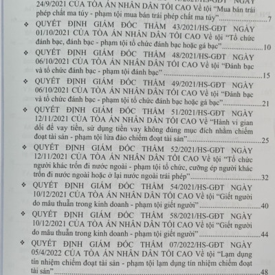 Quyết định giám đốc thẩm của Tòa án nhân dân tối cao về hình sự, dân sự, hành chính, kinh doanh thương mại, lao động, hôn nhân gia đình mới nhất