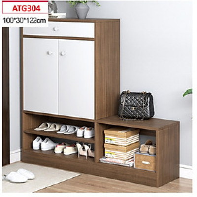 Tủ đựng giày bằng gỗ có ghế ngồi ATG304 - Nội thất lắp ráp Viễn Đông Adv