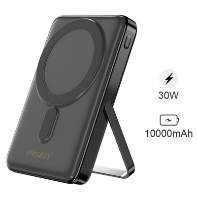 Sạc Dự Phòng Pisen Quick - POWERMag 30W Digital 2-in-1 10000mAh - Màu Đen