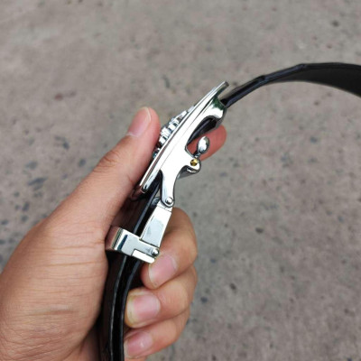 Dây lưng da cá sấu BẢN LỚN phù hợp bụng bia. Da bụng có vân đẹp linh hoạt! (mặt bạc)