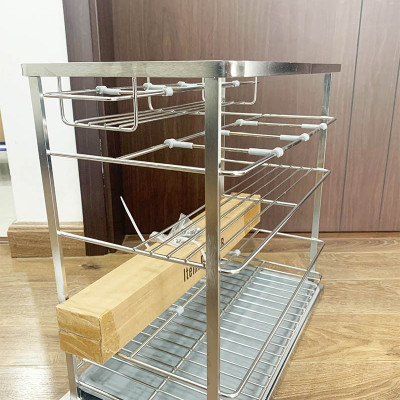 Giá gia vị inox 304 cho tủ bếp bảo hành vĩnh viễn han gỉ 3 tầng để đồ