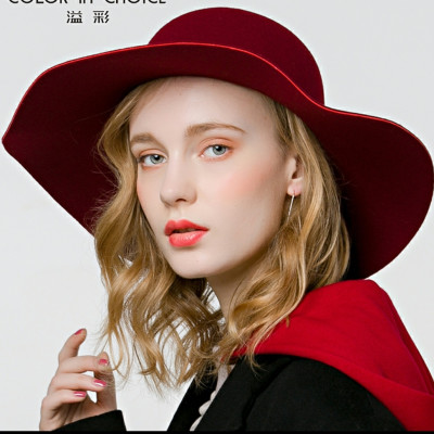 Nón rộng vành chống nắng mũ đi biển nữ fedora màu đỏ đô dona22030808