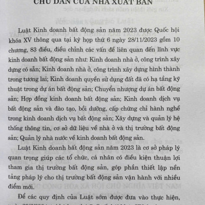 Luật Kinh Doanh Bất Động Sản  Năm 2023 ( Sửa đổi, bổ sung năm 2024 )