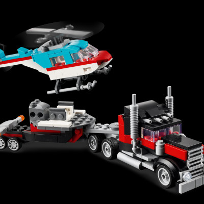 Đồ Chơi Lắp Ráp Xe Tải Vận Chuyển Trực Thăng 3 In 1 - Flatbed Truck With Helicopter - Lego Creator 31146 (270 Mảnh Ghép)